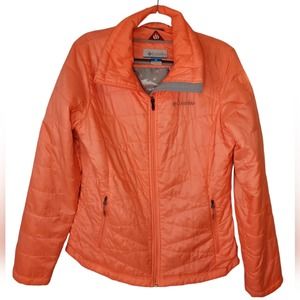 COLUMBIA Neon Orange Omni-Heat Insulated Puffer Quilted Long Sleeve Coat Medium